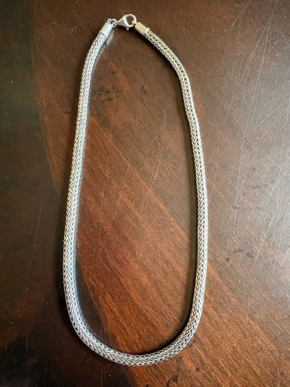 Heavy Retired Silpada 925 Sterling Silver Woven Wheat Foxtail Chain Necklace 1.5